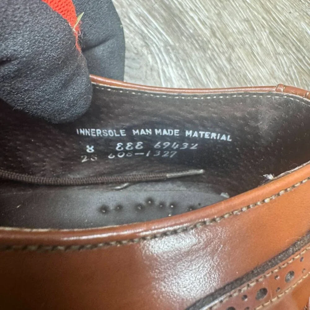Stanford Brown Leather Wingtip Oxford Shoes Men's Size 8